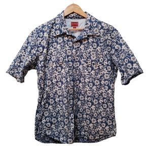 Tommy Hilfiger Blue/White Tropical Pearl Snap-Button Shirt XL